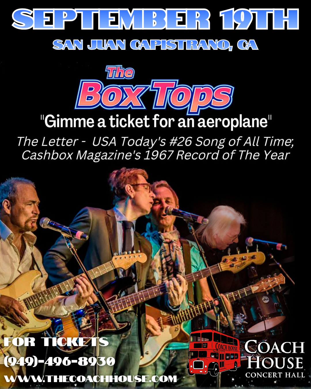 Box Tops at The Coach House on September 19
